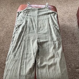 Linen wide leg romper